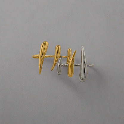 Claws-_Double_Finger_Stainless_Steel_Gold_Pleated_Cuff_Ring two rings
