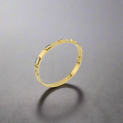 Crown Crystal - Cubic Zirconia Bangle Gold Plated Stainless Steel Bracelet