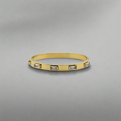 Crown Crystal - Cubic Zirconia Bangle Gold Plated Stainless Steel Bracelet