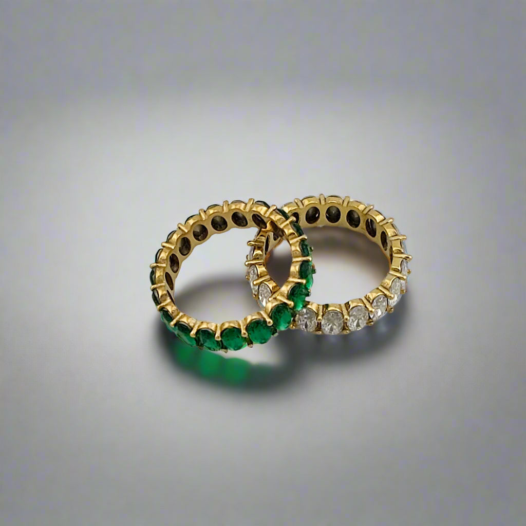 Crown Crystal - Dainty Clear Zirconia Stainless Steel Gold Plated Eternity Ring