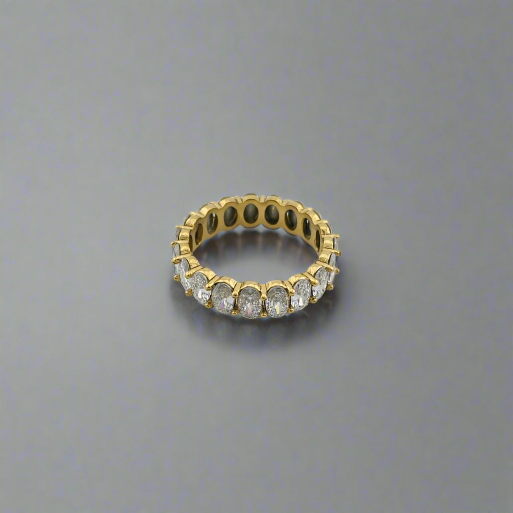 Crown Crystal - Dainty Clear Zirconia Stainless Steel Gold Plated Eternity Ring