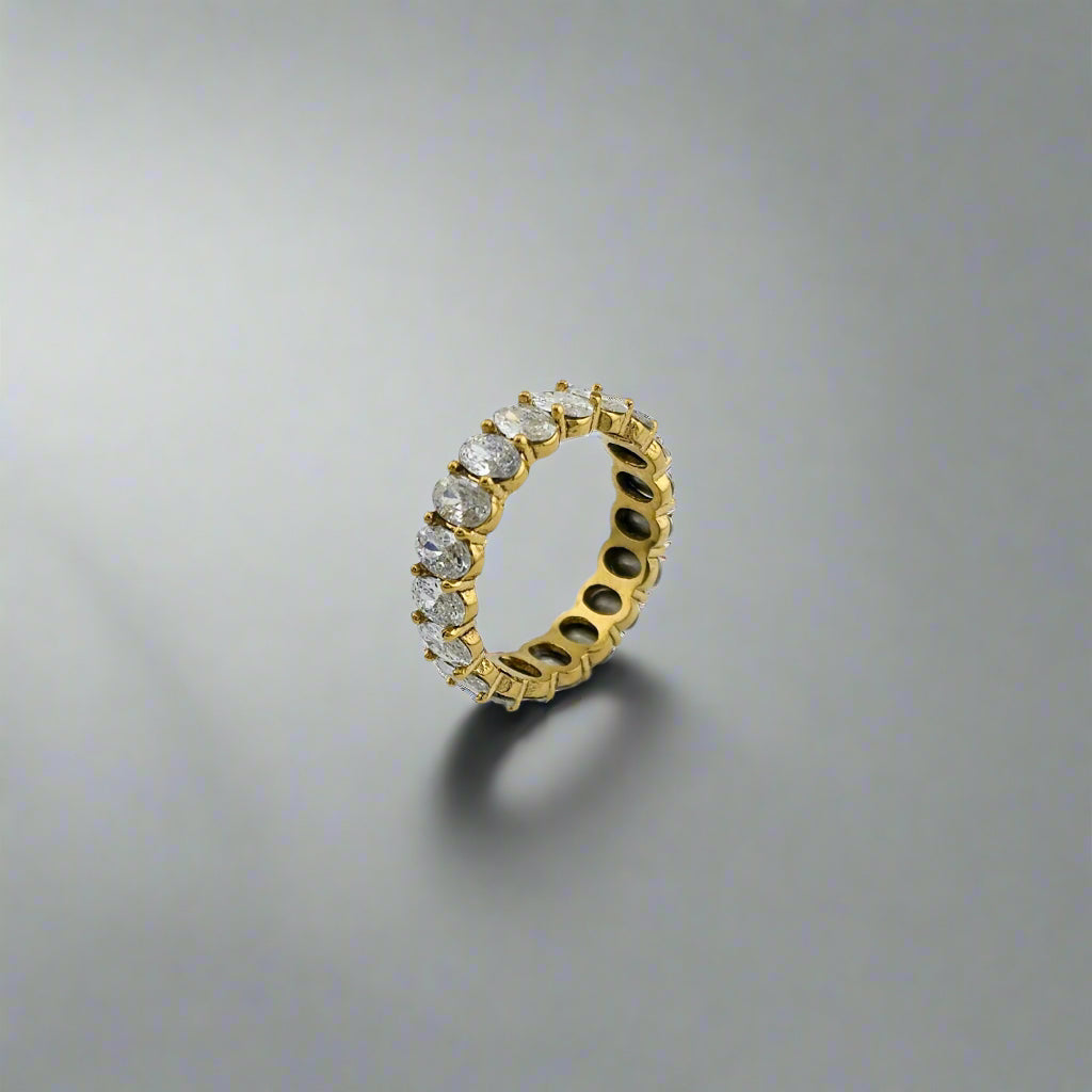 Crown Crystal - Dainty Clear Zirconia Stainless Steel Gold Plated Eternity Ring