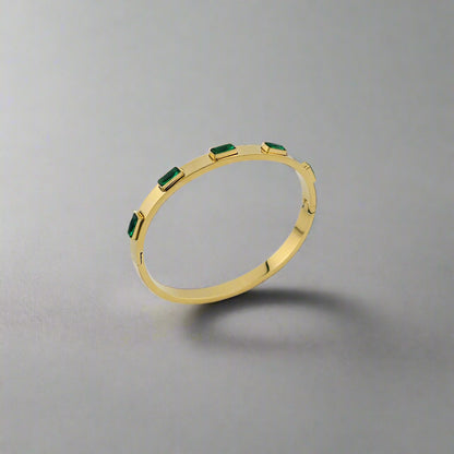 Crown Emerald - Cubic Zirconia Bangle Gold Plated Stainless Steel Bracelet 2