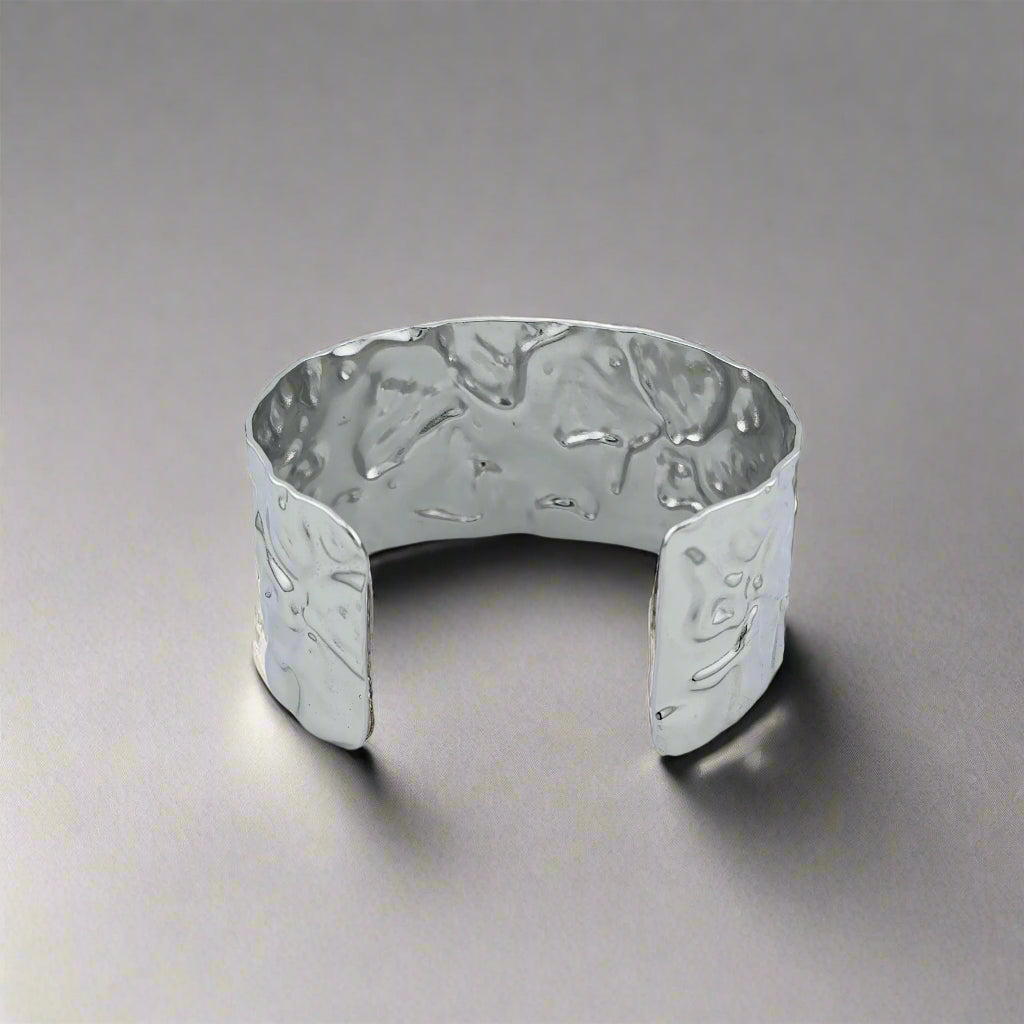Crumple - Hammered Chunky Band Stainless Steel Cuff Bracelet 