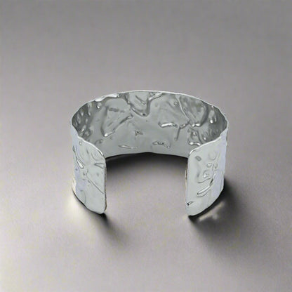 Crumple - Hammered Chunky Band Stainless Steel Cuff Bracelet 