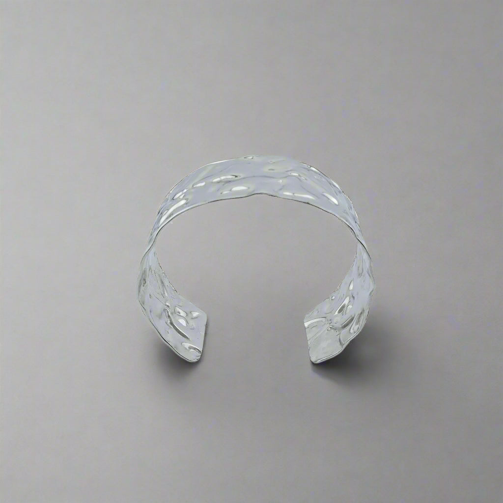 Crumple - Hammered Chunky Band Stainless Steel Cuff Bracelet 