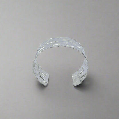Crumple - Hammered Chunky Band Stainless Steel Cuff Bracelet 