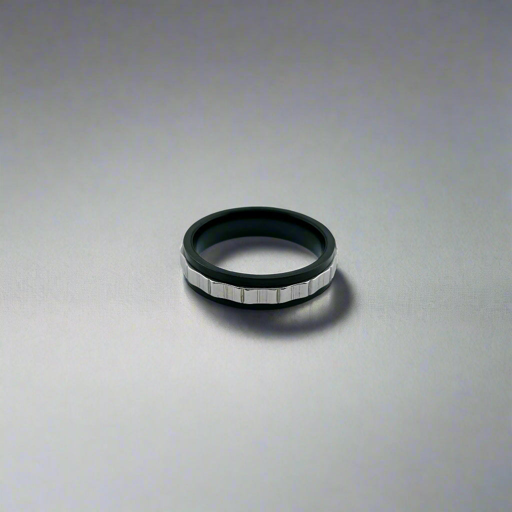 Duke - Two Tone Spinner Stainlees Steel Gold Plated Band Ring