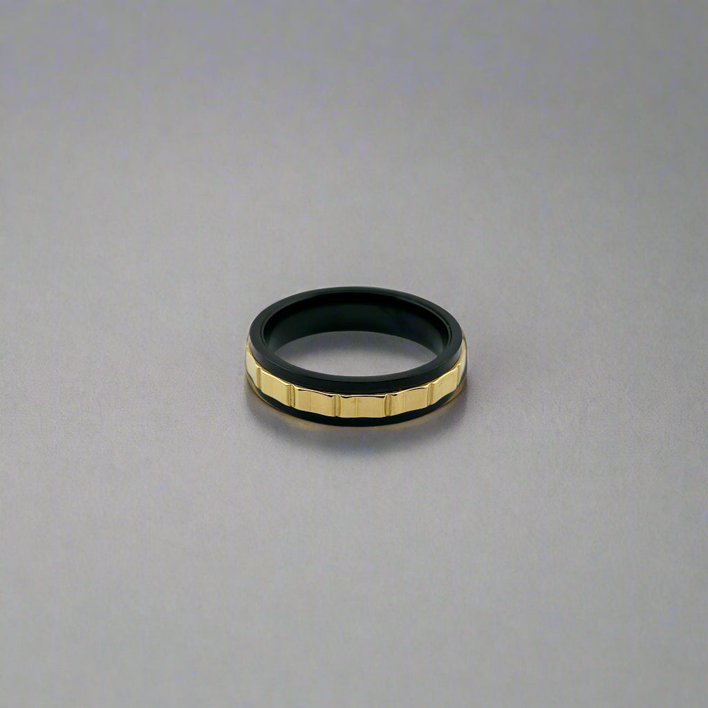 Duke - Two Tone Spinner Stainlees Steel Gold Plated Band Ring  Gold 18k