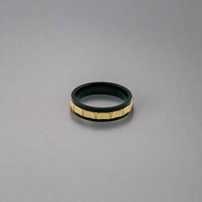 Duke - Two Tone Spinner Stainlees Steel Gold Plated Band Ring  Gold 18k