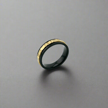 Duke - Two Tone Spinner Stainlees Steel Gold Plated Band Ring  Gold 18k