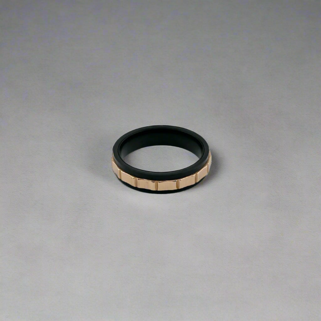 Duke - Two Tone Spinner Stainlees Steel Gold Plated Band Ring  rose
