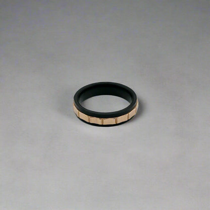 Duke - Two Tone Spinner Stainlees Steel Gold Plated Band Ring  rose