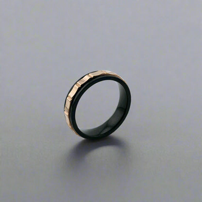 Duke - Two Tone Spinner Stainlees Steel Gold Plated Band Ring  rose