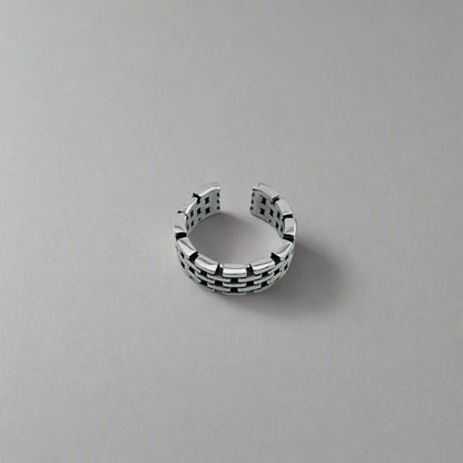 Hadrian - Brick Band Stainless Steel Cuff Ring