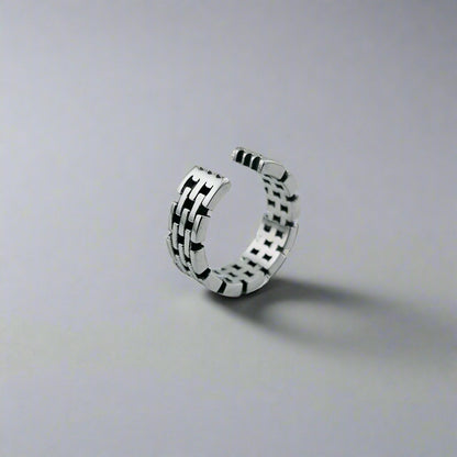 Hadrian - Brick Band Stainless Steel Cuff Ring