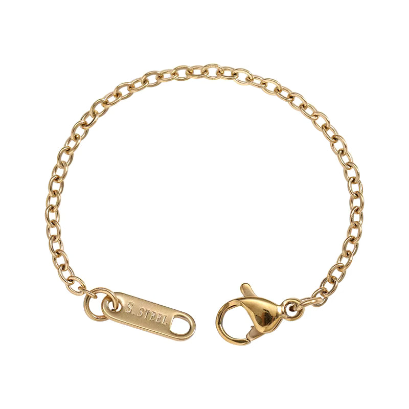 Gold chain bracelet with clasp on a white background