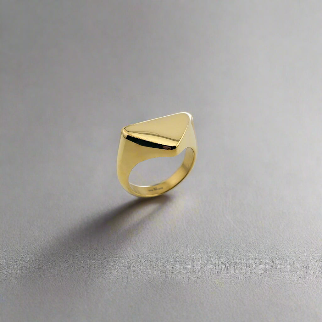Journey - Triangle Minimalist Gold Plated Stainless Steel Signet Ring
