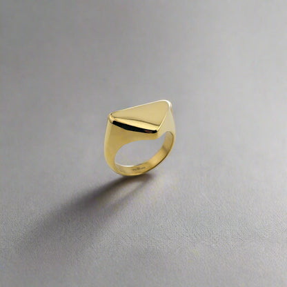 Journey - Triangle Minimalist Gold Plated Stainless Steel Signet Ring