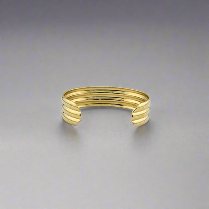 Olympia - Three Stack Rounded Gold Plated Stainless Steel Cuff Bracelet