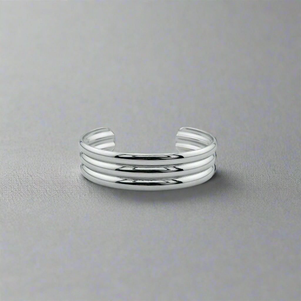 Olympia - Three Stack Rounded Stainless Steel Cuff Bracelet