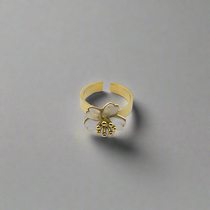 Sakura - Mother Pearl Stainless Steel Gold Plated Ring