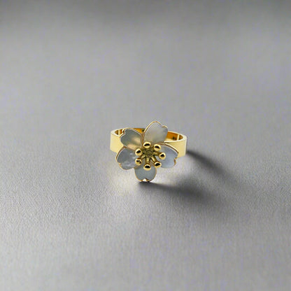 Sakura - Mother Pearl Stainless Steel Gold Plated Ring