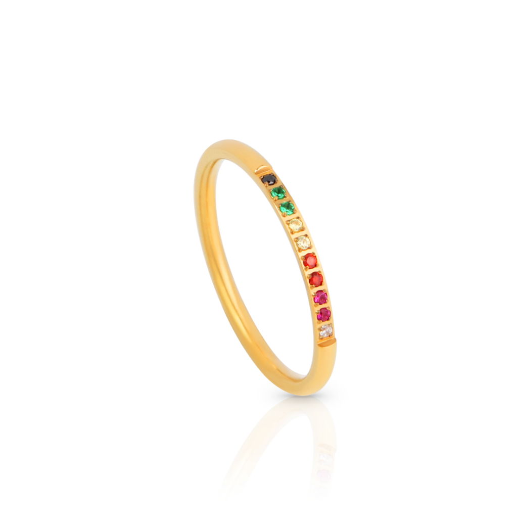 Rainbow - Gold Ring and Zirconia