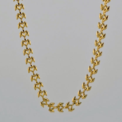 Seagull - Adjustable Gold Pleated Stainless Steel Choker Necklace