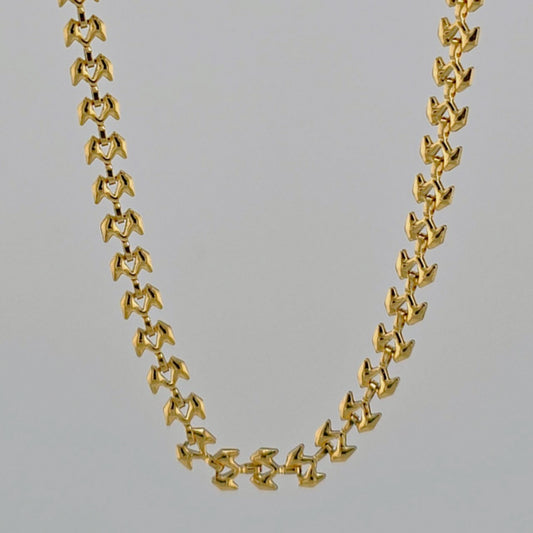 Seagull - Adjustable Gold Pleated Stainless Steel Choker Necklace