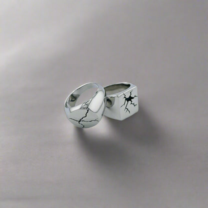 Urushitsugi_-_Broke_Stainless_Steel_Square_Signed_Ring two rings