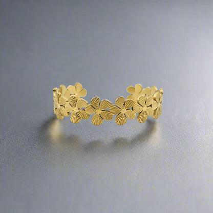 Wildflower- Flower Gold Plated Stainless Steel Cuff Bracelet