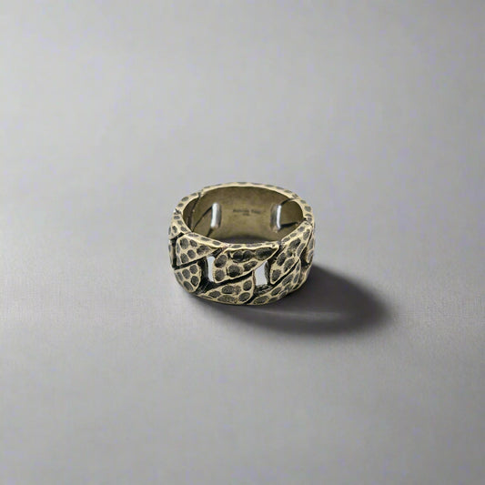 Xerxes - Hammered Damascus Gold Plated Stainless Steel Chain Ring