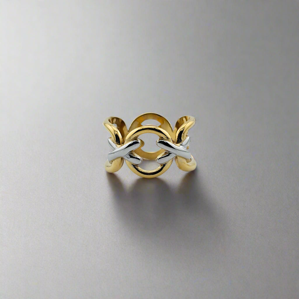 XoXo - Two Tone Stainless Steel Gold Plated Chain Ring