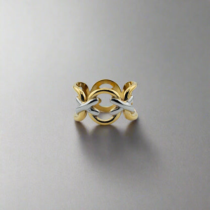 XoXo - Two Tone Stainless Steel Gold Plated Chain Ring
