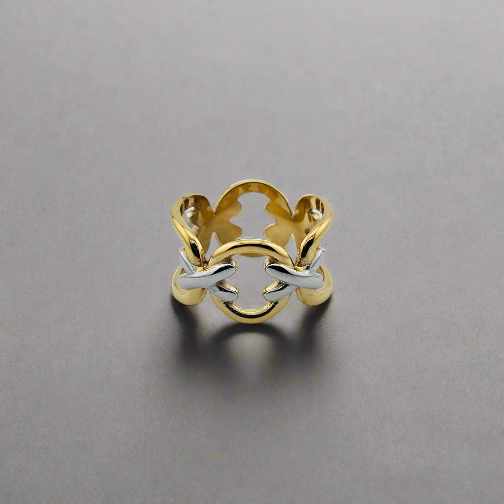 XoXo - Two Tone Stainless Steel Gold Plated Chain Ring
