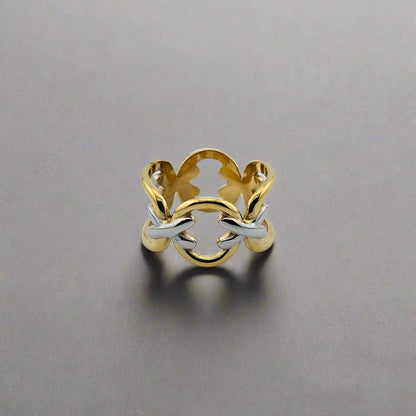 XoXo - Two Tone Stainless Steel Gold Plated Chain Ring