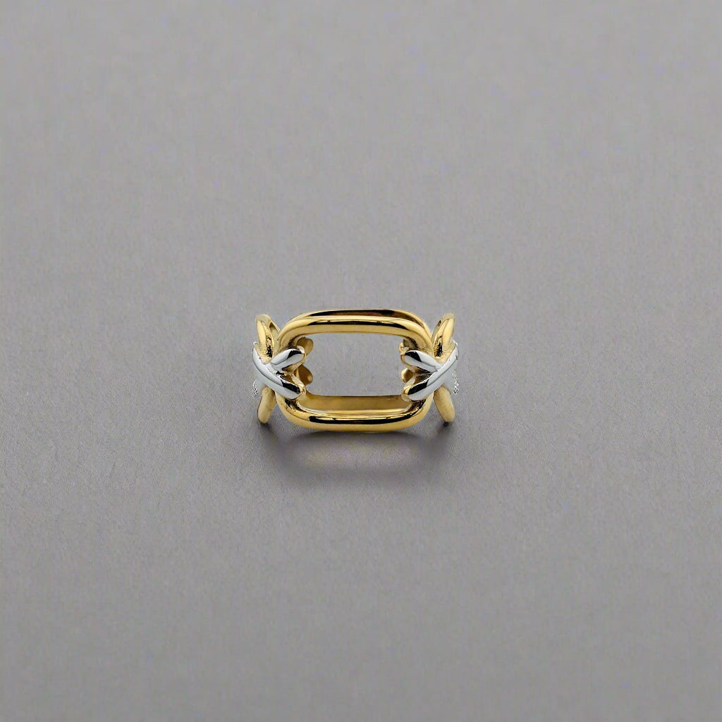 XoXo - Two Tone Stainless Steel Gold Plated Chain Ring