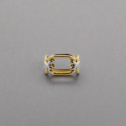 XoXo - Two Tone Stainless Steel Gold Plated Chain Ring