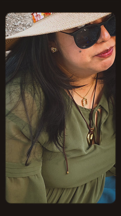 Liquid - Gold & Velvet Strap Necklace