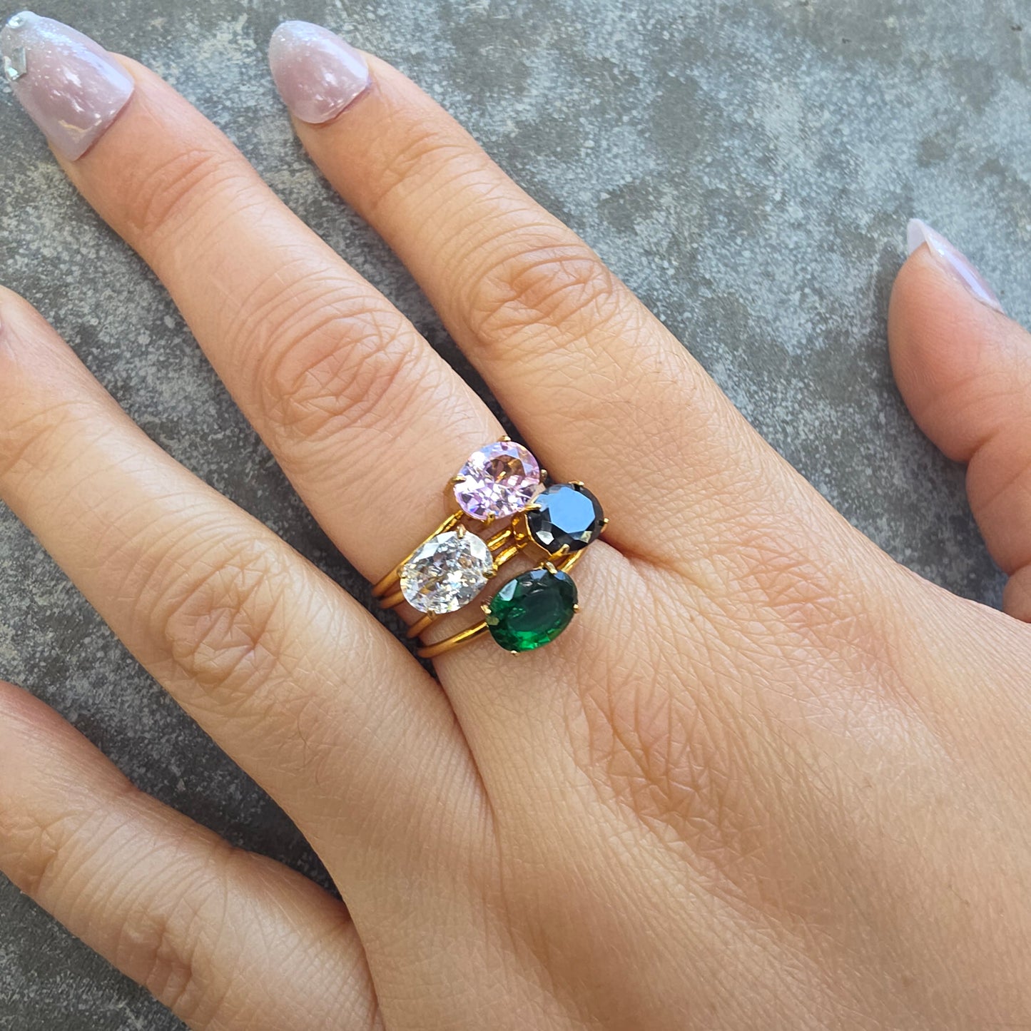 Big Charms - Gold & Cubic Zirconia Adjustable Ring