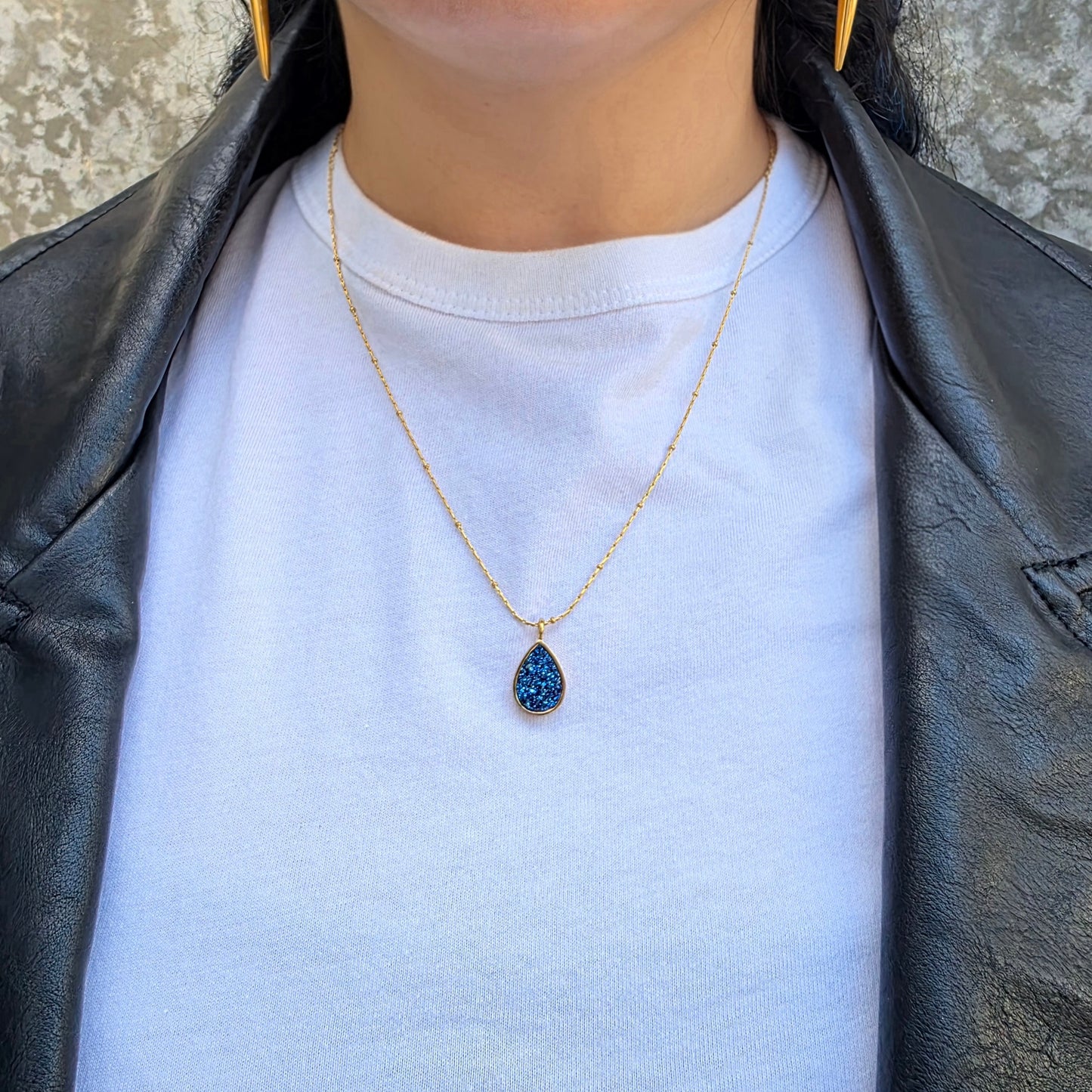 Dew - Gold & Blue Quartz Necklace