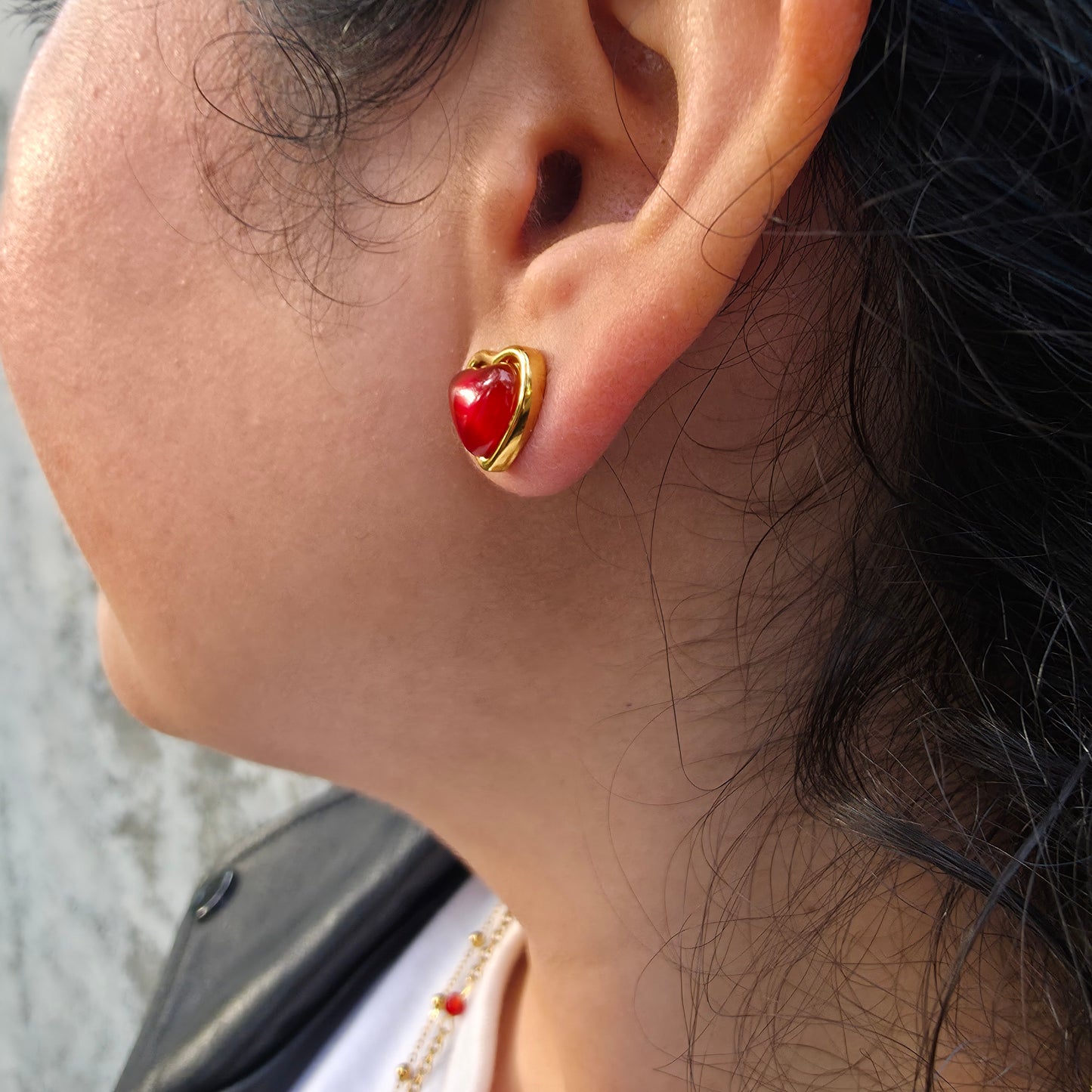 Coeur - Gold & Agate Earring