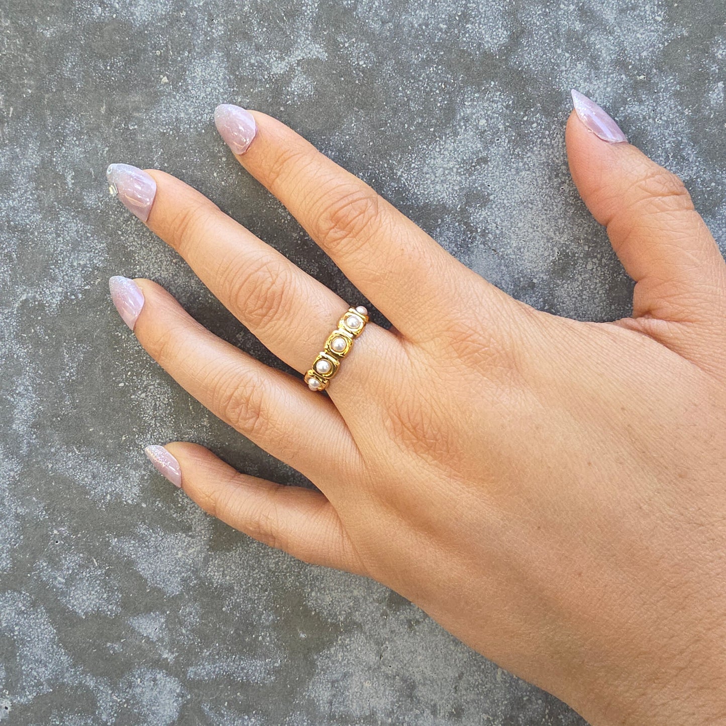 Mermaid - Gold & Pearls Adjustable Ring