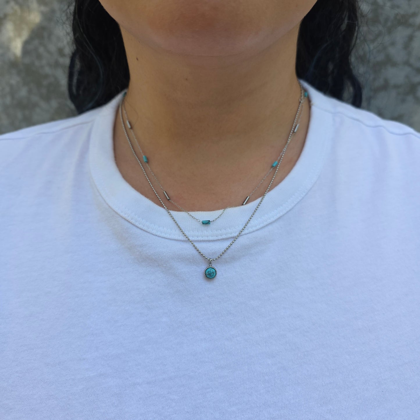 West - Stainless Steel & Turquoise Neckalce