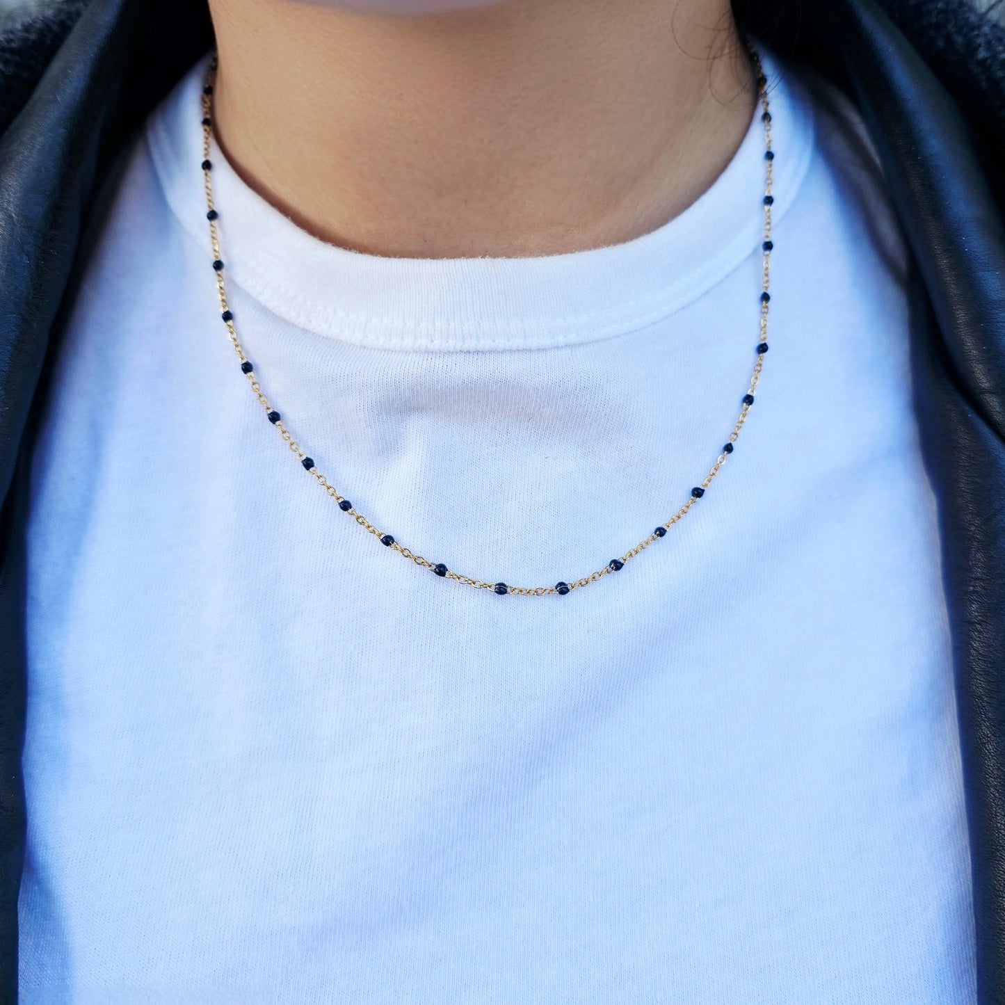 Dot - Gold Bead Chain Necklace