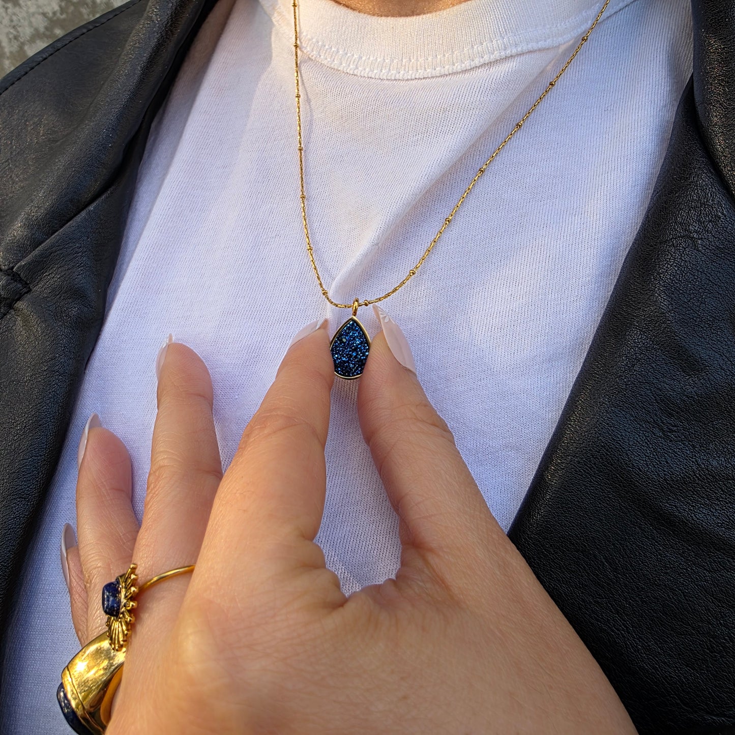 Dew - Gold & Blue Quartz Necklace