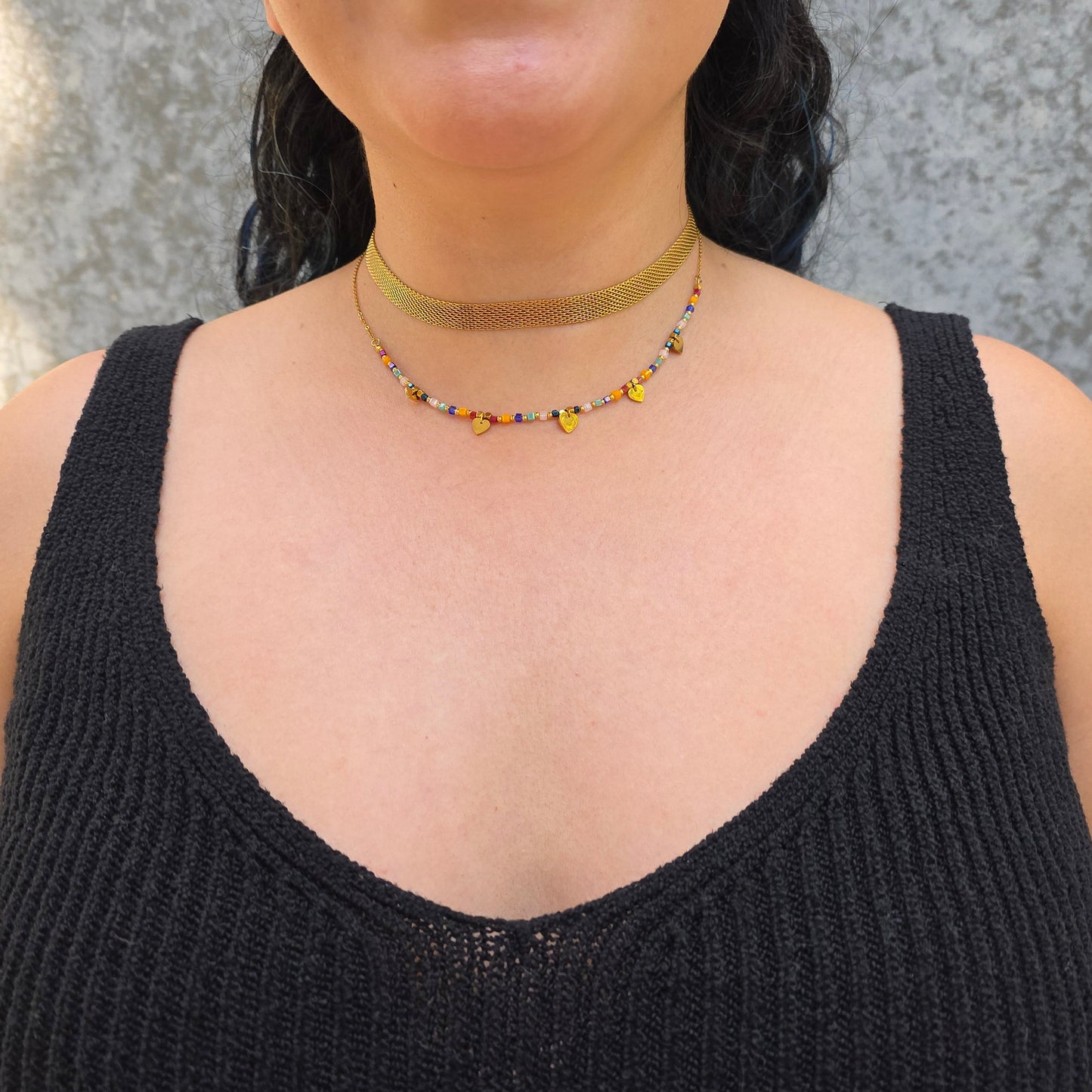 Summer Hearts - Gold & Crystal Beads