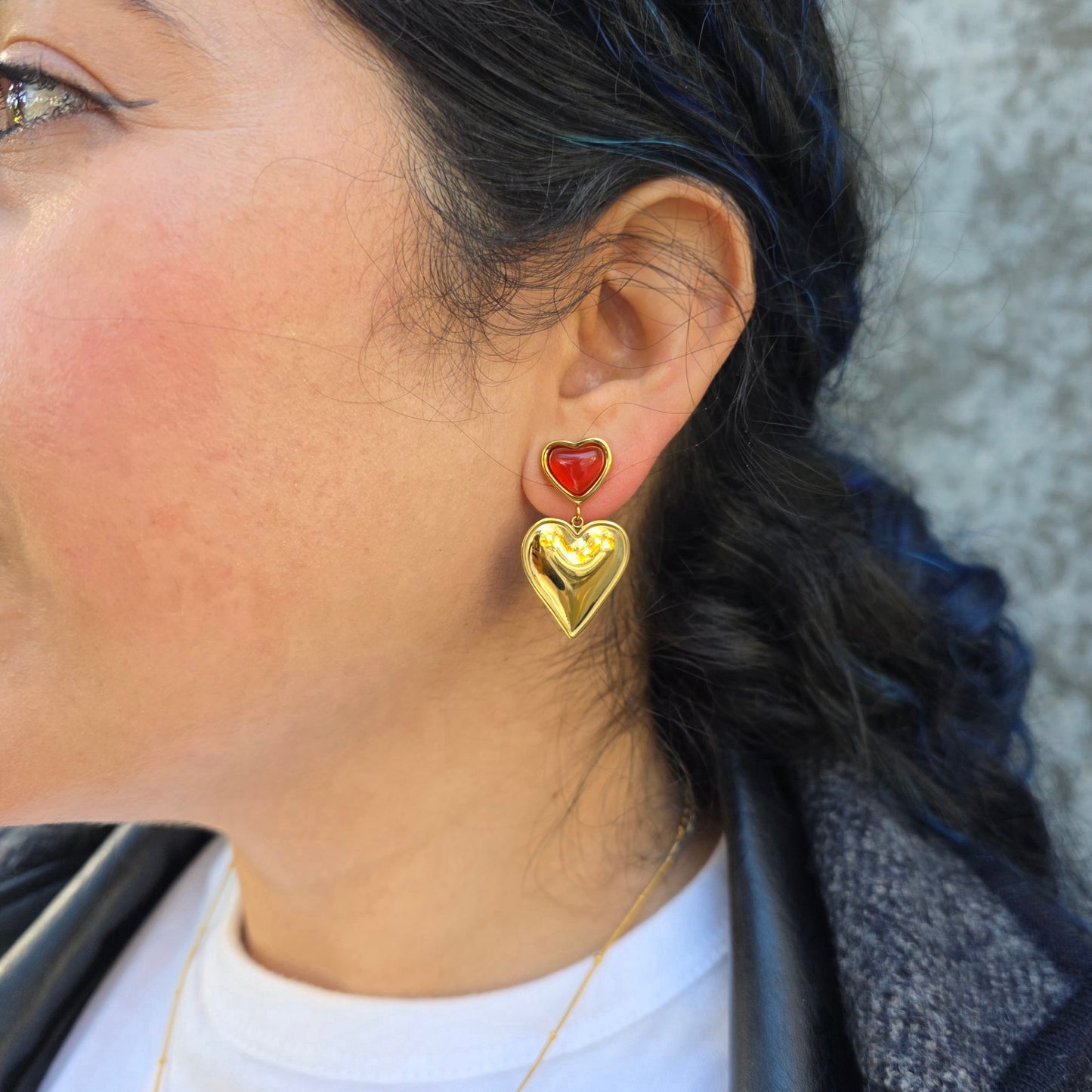 My Heart - Gold & Agate Earrings