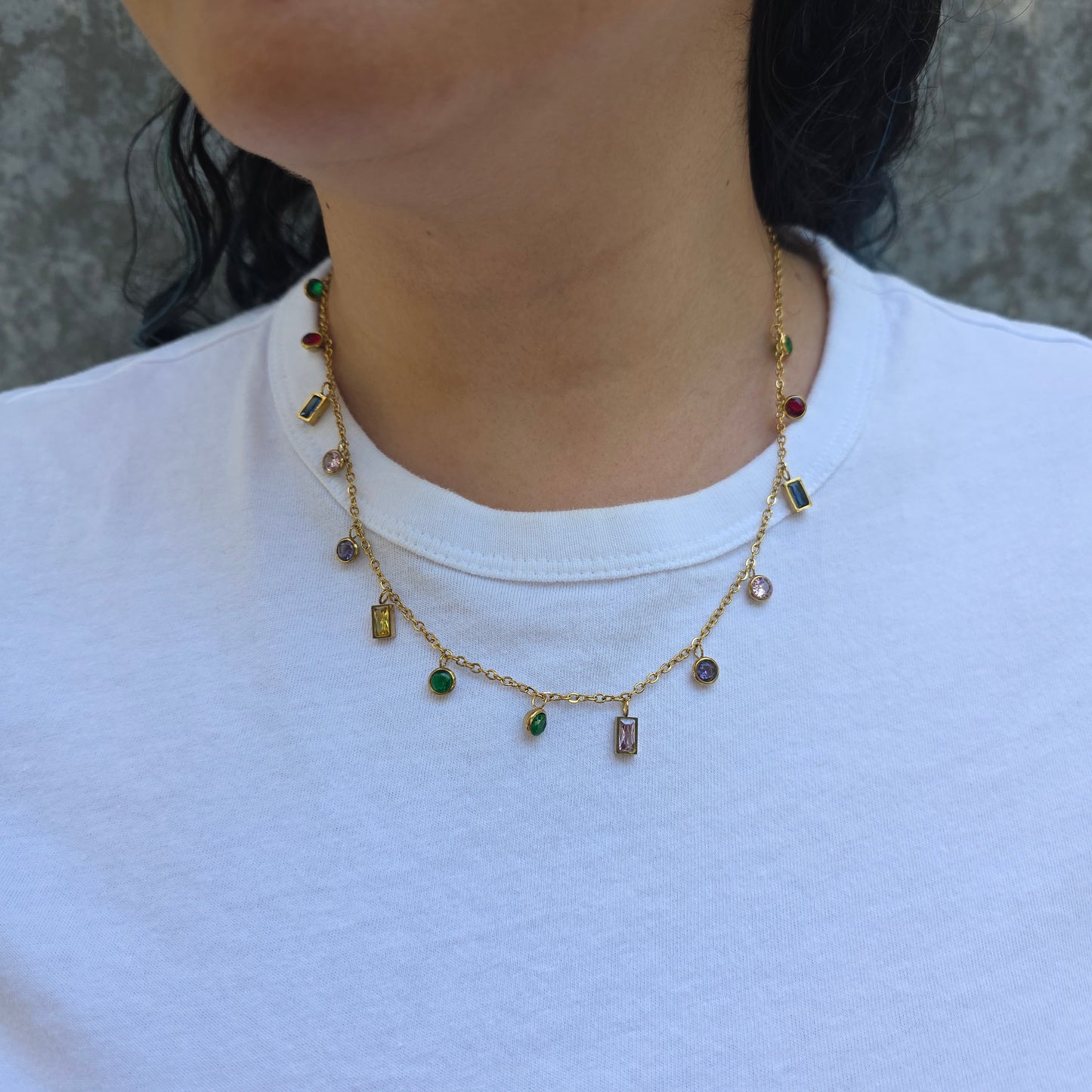 Gems - Gold With Zirconia Necklace & Bracelet